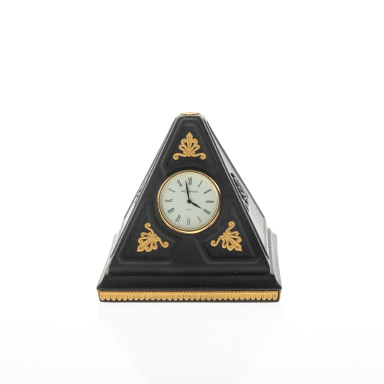 Wedgwood Egyptian Style Black & Cane Jasperware Desktop Pyramid Clock ...