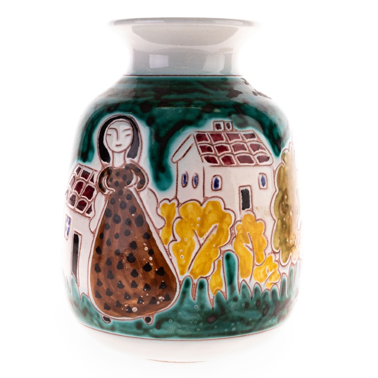 Signed Mid Century Studio Pottery Ceramic Hand Painted Vase - Antique ...