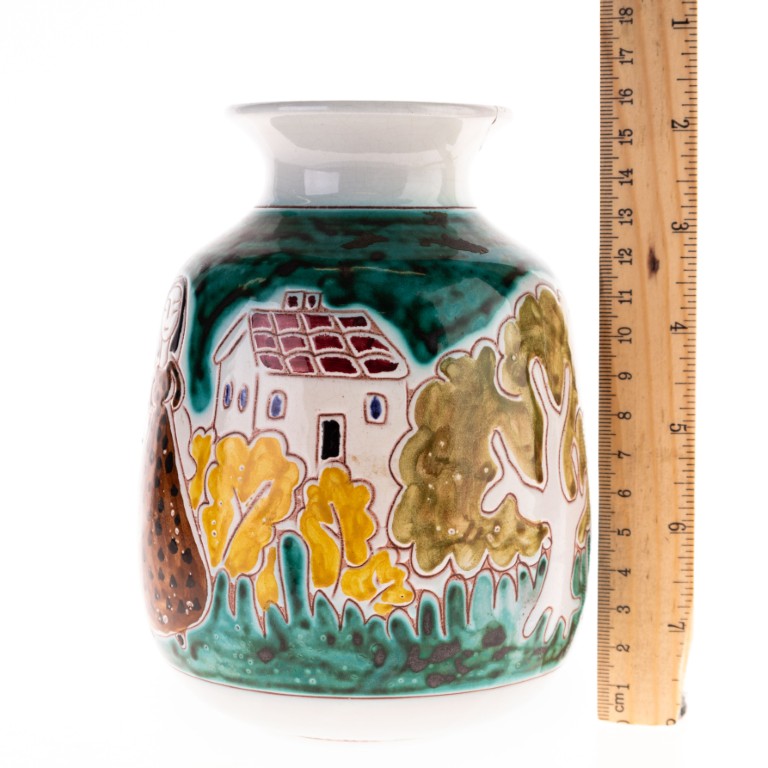 Signed Mid Century Studio Pottery Ceramic Hand Painted Vase - Antique ...