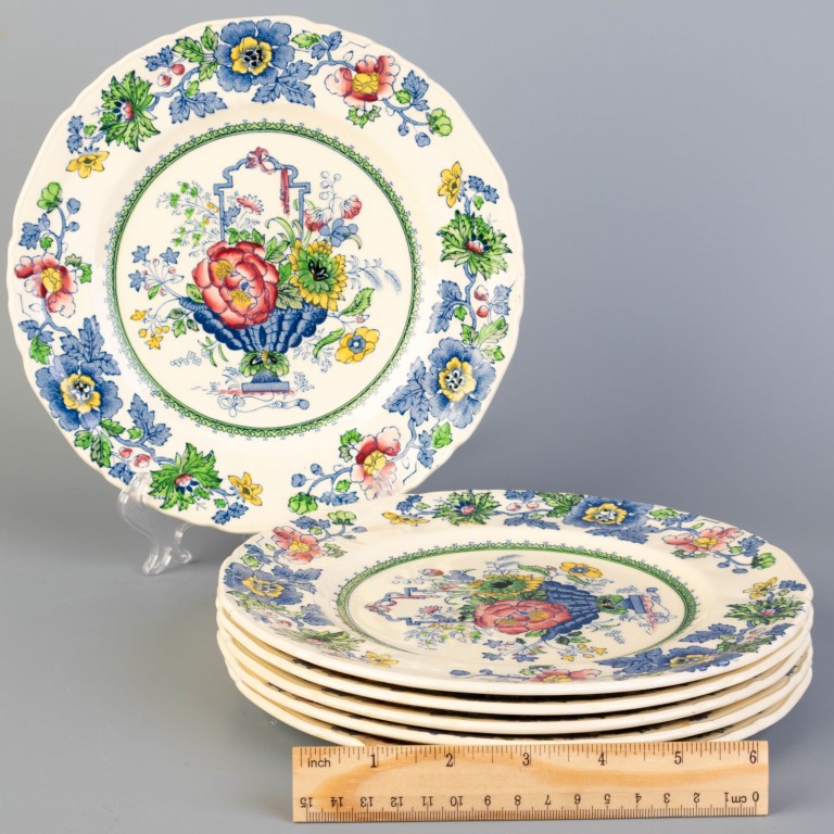 Strathmore Pattern Six Mason's Ironstone Ceramic Porcelain Strathmore Pattern Plates ...