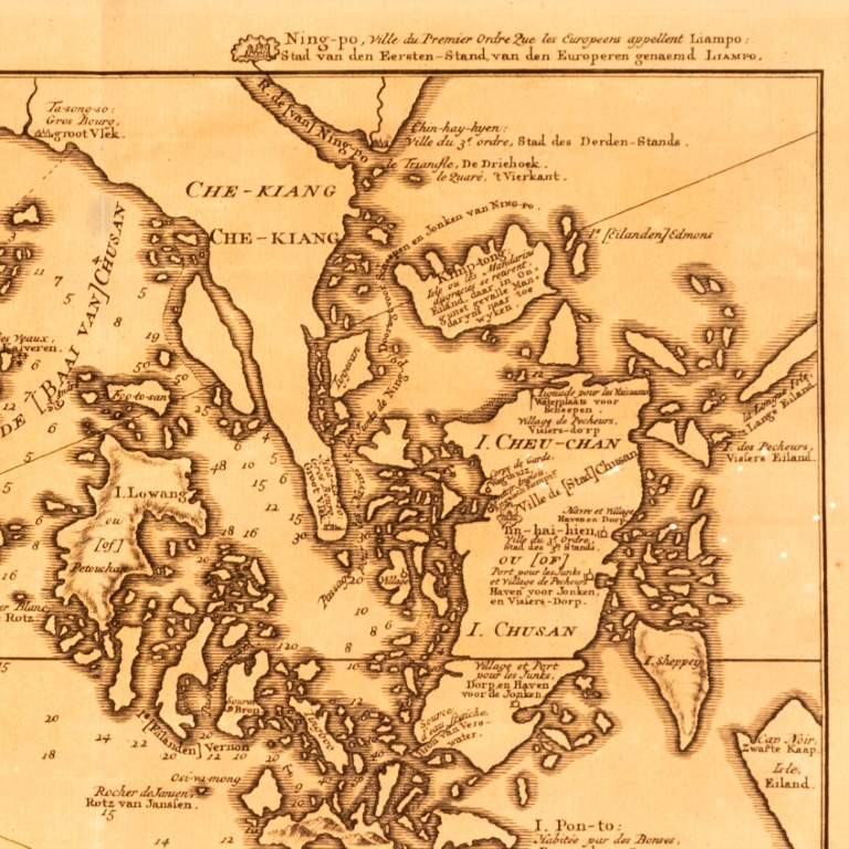 Antique 18th Century Engraving Map Depicting The Island Of Zhoushan And ...