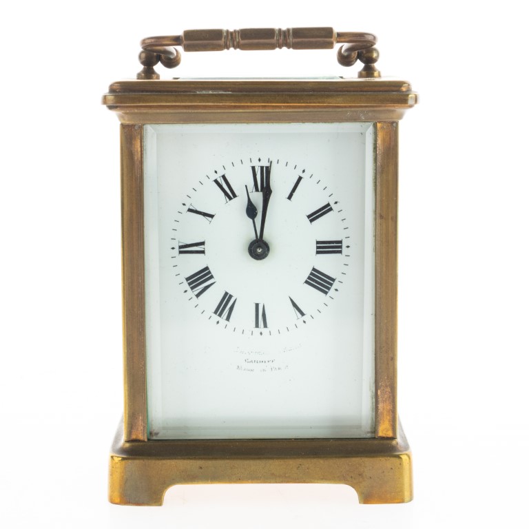 Antique French Parisian Bevelled Glass Brass Carriage Clock - Antique ...