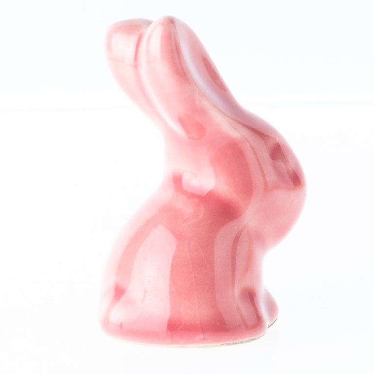 Art Deco Pink Glazed Porcelain Ceramic Pottery Bunny Rabbit Figure ...