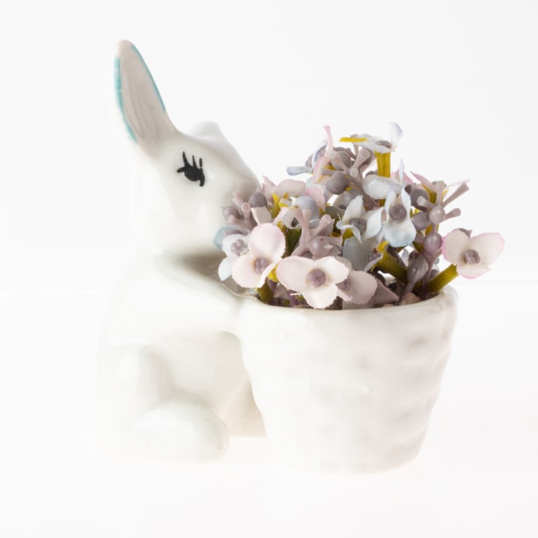 Mid Century Porcelain Pottery Ceramic Rabbit Planter Figure - Antique ...
