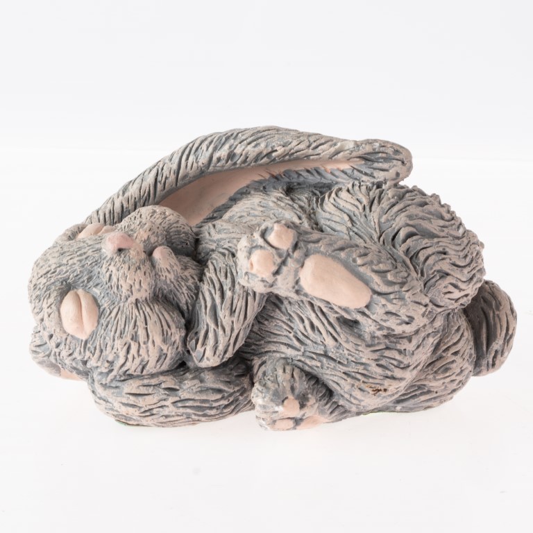 Mid Century Polychrome Studio Pottery Ceramic Rabbit Figure - Antique ...