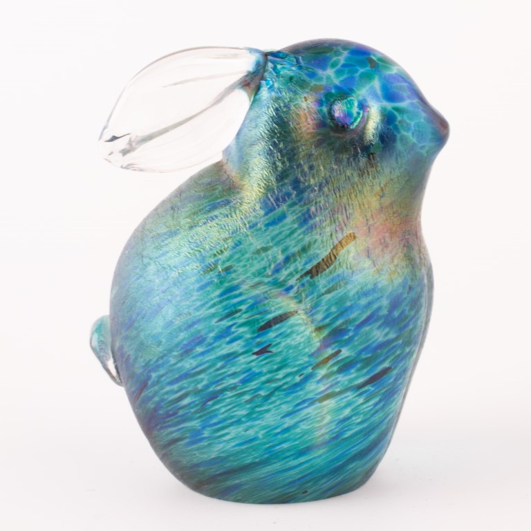 Ground Glass Rabbit Iridescent Hand Blown Glass Bunny Rabbit Paperweight Sculpture ...