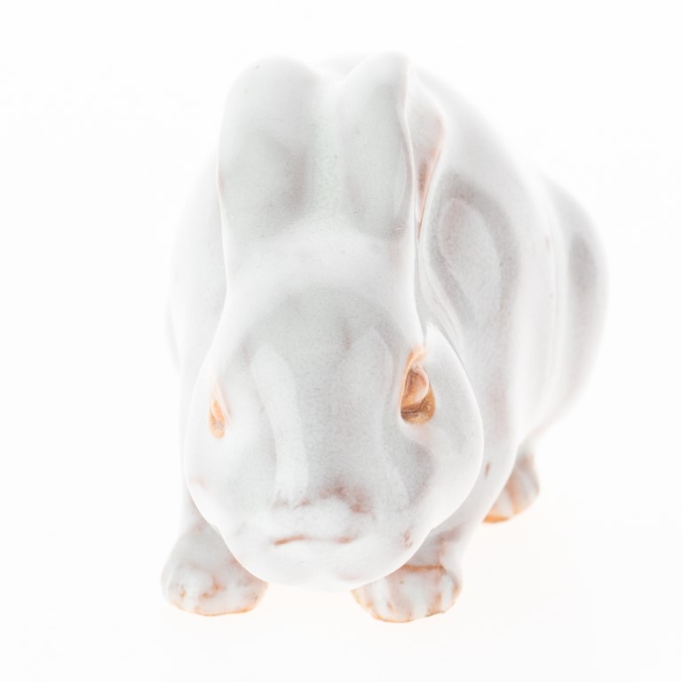 Antique Glazed Studio Pottery Ceramic White Rabbit Figure - Antique ...