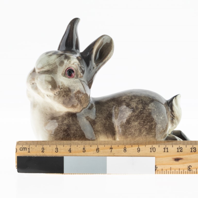Glazed Hand Painted Majolica Pottery Ceramic Bunny Rabbit Figure ...